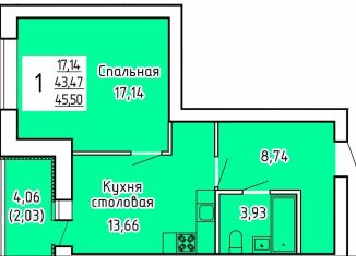 Продам однокомнатную квартиру, 45.5 м2, село Новая Отрадовка, Школьная улица, 4