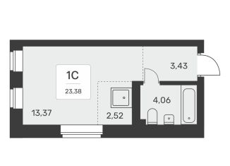 Продажа однокомнатной квартиры, 23.4 м2, Новосибирск, метро Берёзовая роща, улица Авиастроителей, 3/1
