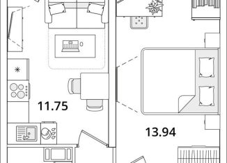 Продам 1-комнатную квартиру, 37.3 м2, Санкт-Петербург, метро Лесная