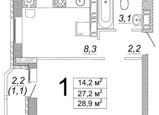 Продам 1-комнатную квартиру, 28.9 м2, Волгоград, Кировский район, улица имени Старшего Лейтенанта Токарева, 7