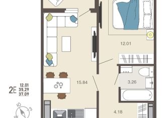 Продам 2-комнатную квартиру, 37 м2, Курская область