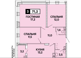 Продажа трехкомнатной квартиры, 71.2 м2, Ставрополь, микрорайон № 36