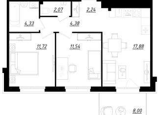 Продам 2-комнатную квартиру, 56.6 м2, Ленинградская область, Счастливая улица, 4к1с1