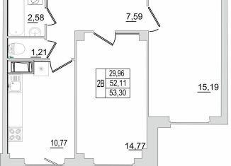 Продажа 2-комнатной квартиры, 53.3 м2, Псков, улица Ижорского Батальона, 17