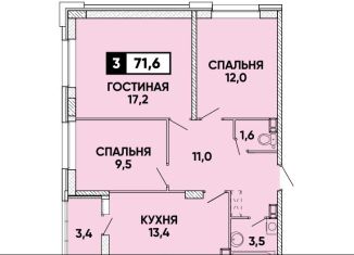 Продается трехкомнатная квартира, 71.6 м2, Ставрополь, микрорайон № 36