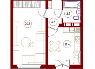 Продается 1-комнатная квартира, 39.9 м2, Воронеж, улица Маршала Одинцова, 25Б/33, ЖК Лазурный