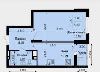 Продаю 1-комнатную квартиру, 40.5 м2, Самара, Московское шоссе, 18-й километр, 31, ЖК Рассвет