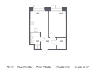 Продам 1-ком. квартиру, 38.4 м2, поселение Мосрентген, многофункциональный комплекс Тропарево Парк, к2.4