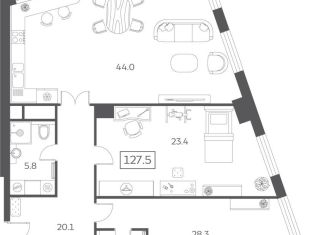 Продам трехкомнатную квартиру, 127.5 м2, Москва, Мытная улица, 40к3, ЖК Скай Хаус