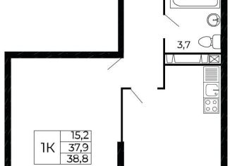 Продаю однокомнатную квартиру, 38.8 м2, Ростовская область, проспект Маршала Жукова, 26к5
