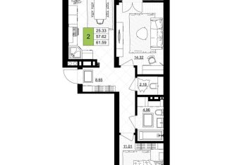 Продажа 2-комнатной квартиры, 61.6 м2, Калининградская область
