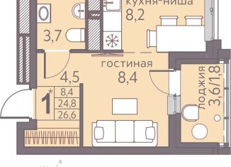 Квартира на продажу студия, 26.6 м2, Пермь, ЖК Погода