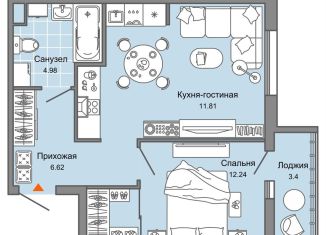 Продаю двухкомнатную квартиру, 44 м2, Ульяновск, жилой комплекс Юлла, 2