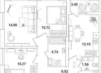 Продажа 3-комнатной квартиры, 68.4 м2, Санкт-Петербург, муниципальный округ Финляндский