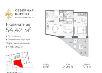 1-комнатная квартира на продажу, 54.4 м2, Санкт-Петербург, метро Петроградская