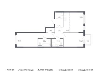 Продаю 2-комнатную квартиру, 62 м2, Тюмень, жилой комплекс Чаркова 72, 1.3