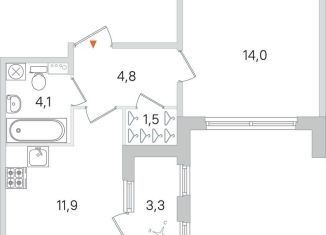 1-ком. квартира на продажу, 38 м2, Пушкин