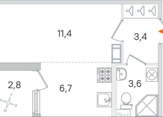 Продаю квартиру студию, 26.5 м2, Пушкин