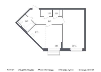 Продам однокомнатную квартиру, 51.4 м2, Московская область