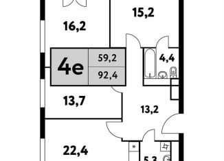 Продам трехкомнатную квартиру, 92.4 м2, Москва, Фестивальная улица, 15к24/3, район Левобережный