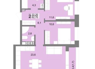 2-комнатная квартира на продажу, 62.7 м2, Свердловская область