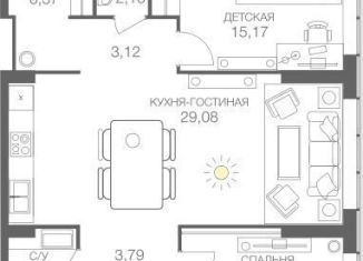 2-комнатная квартира на продажу, 83.7 м2, Москва, станция Шелепиха, Шелепихинское шоссе
