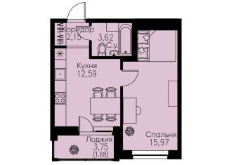 Продается однокомнатная квартира, 36.2 м2, Мурино