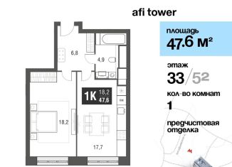 Продам однокомнатную квартиру, 47.6 м2, Москва, район Свиблово, проезд Серебрякова, 11-13к1