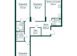 Продам 3-комнатную квартиру, 97.7 м2, Самарская область
