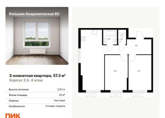 Продаю двухкомнатную квартиру, 57.3 м2, Москва, жилой комплекс Большая Академическая 85, к3.6