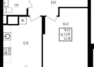 Продам 1-ком. квартиру, 42.4 м2, Татарстан, жилой комплекс Мечта, 5