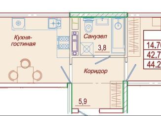 1-комнатная квартира на продажу, 44.2 м2, село Сукко, Мирная улица, 9к1