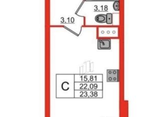 Квартира на продажу студия, 23.4 м2, Санкт-Петербург, Русановская улица, 24, ЖК Аквилон Скай