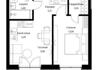 1-комнатная квартира на продажу, 45.2 м2, Москва, ЖК Селигер Сити