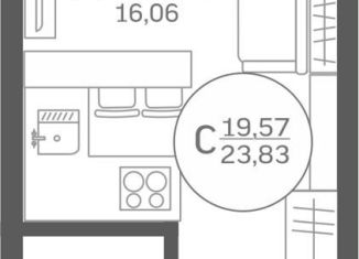 Квартира на продажу студия, 19.6 м2, деревня Патрушева