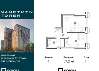 Продам однокомнатную квартиру, 37.2 м2, Москва, улица Намёткина, 10А, район Черёмушки
