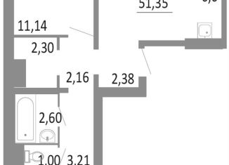 Продается 1-комнатная квартира, 51.4 м2, Челябинск, Советский район