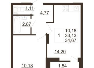 Продам 1-комнатную квартиру, 34.7 м2, городской посёлок имени Свердлова
