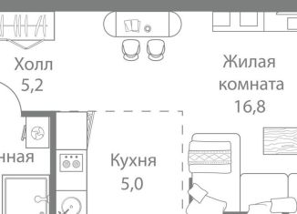 Продажа квартиры студии, 30.7 м2, Москва, метро Молодёжная