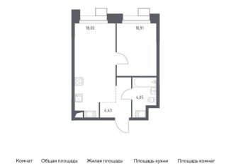 Однокомнатная квартира на продажу, 37.4 м2, Москва, многофункциональный комплекс Тропарево Парк, к2.4