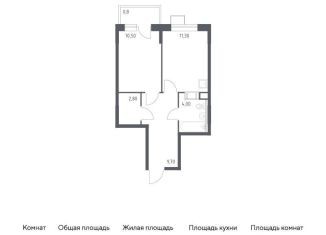 Продается однокомнатная квартира, 39.1 м2, деревня Середнево, жилой комплекс Цветочные Поляны Экопарк, к6