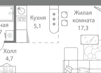 Продам квартиру студию, 31.1 м2, Москва, ЗАО
