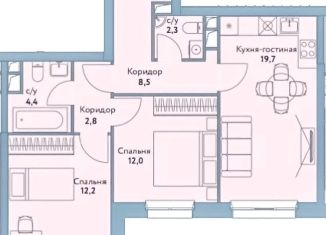 Продажа двухкомнатной квартиры, 63.4 м2, Москва, улица Василия Ланового, 1к1, ЖК Огни-2