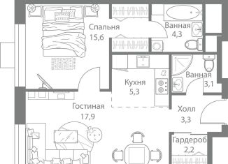 Продажа 2-ком. квартиры, 51.7 м2, Москва, станция Немчиновка