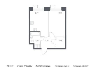 Продается однокомнатная квартира, 38.4 м2, поселение Мосрентген, многофункциональный комплекс Тропарево Парк, к2.4