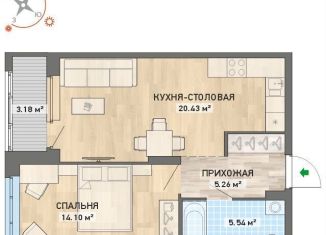 Однокомнатная квартира на продажу, 48.5 м2, Екатеринбург, улица Краснофлотцев, 71, улица Краснофлотцев