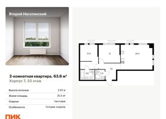 Продажа двухкомнатной квартиры, 63.6 м2, Москва, метро Нагатинская