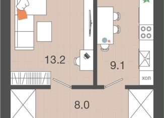 Продам 1-ком. квартиру, 35.5 м2, Калининградская область