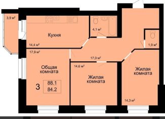 Продам 3-комнатную квартиру, 86 м2, Тамбов, Октябрьский район, улица имени С.И. Савостьянова, 3