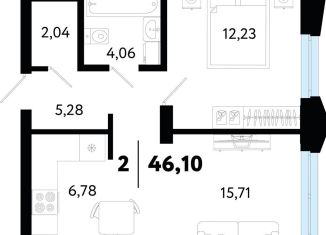 Продается 2-комнатная квартира, 46.1 м2, Тюмень